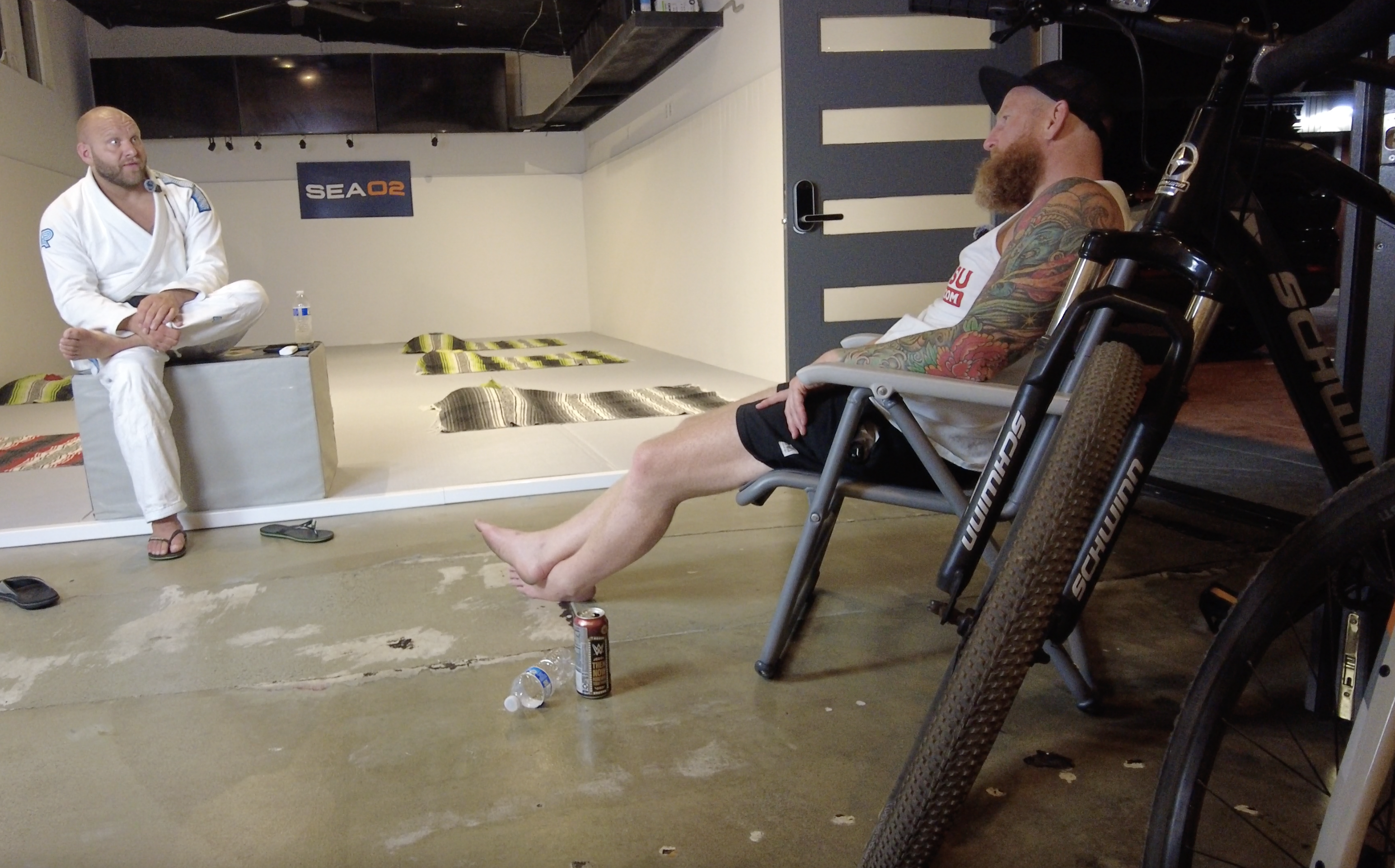 Chris Martin conducting a BJJ athlete interview at Del Mar, CA
